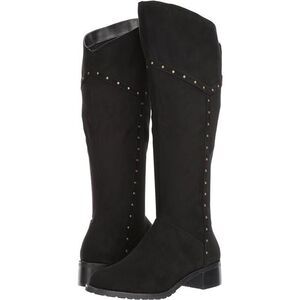 BELLA VITA Alanis II Studded Knee High Boots 5.5 M Black Faux Suede